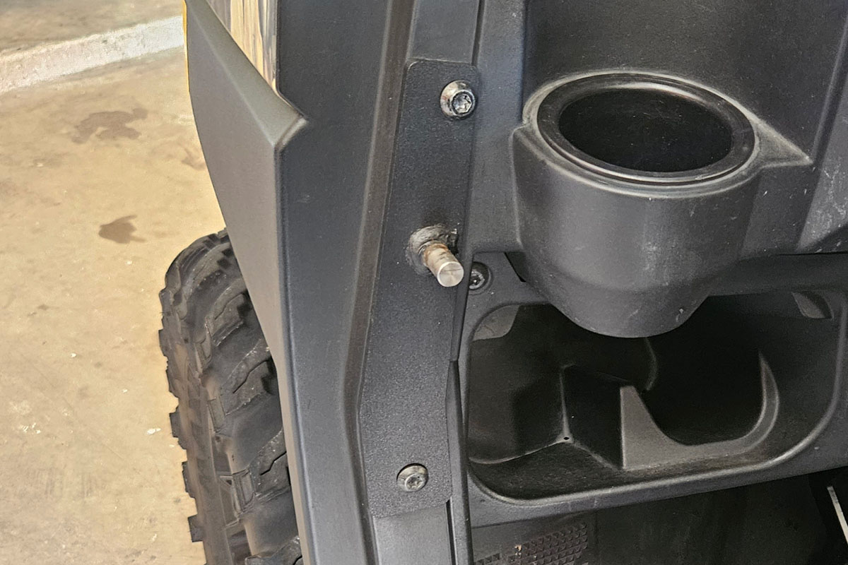 Image of Striker Bracket for Fortress Pro's Convertible Doors on a Polaris